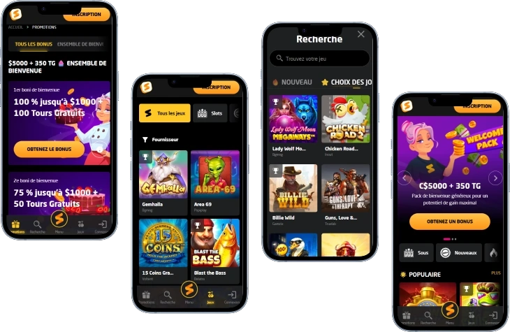 Stay Casino interface mobile avec bonus, recherche de jeux et machines à sous