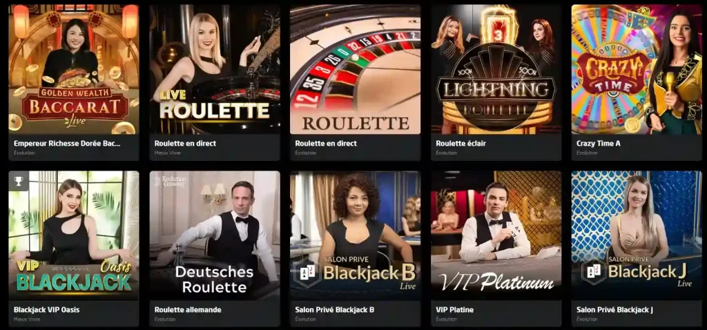 Stay Casino lobby de jeux en direct avec roulette, blackjack et baccarat